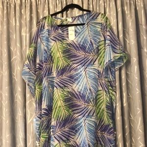 Tropical Blue Green Swimsuit Beach Coverup One Size